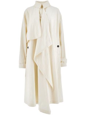 Ferragamo asymmetric linen trench coat - White