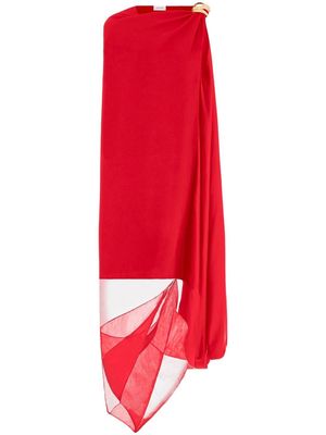 Ferragamo asymmetric sheer-drape dress - Red