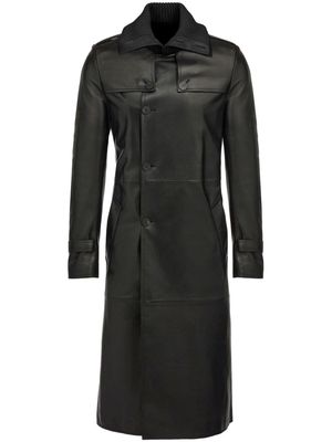 Ferragamo belted leather trench coat - Black