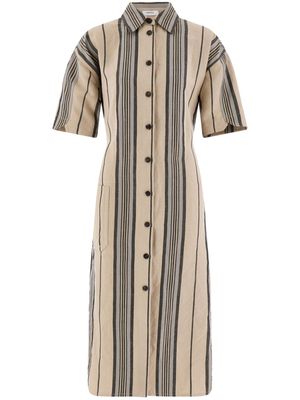 Ferragamo belted striped shirtdress - Neutrals