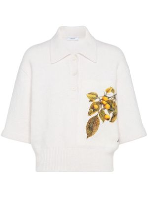 Ferragamo botanical-motif polo shirt - White