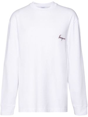 Ferragamo botanical-print long-sleeved T-shirt - White