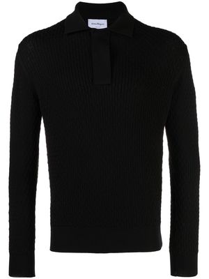 Ferragamo cable-knit short button-up jumper - Black