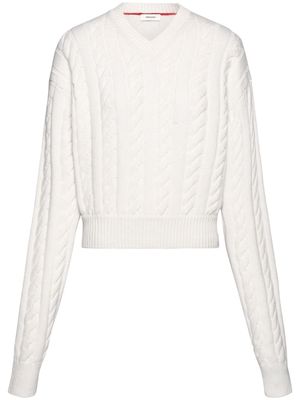 Ferragamo Cable knit V-neck sweater - White