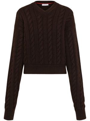 Ferragamo cable-knit virgin wool-blend jumper - Brown