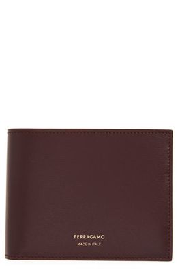 FERRAGAMO Classic Leather Bifold Wallet in Dark Barolo Nero