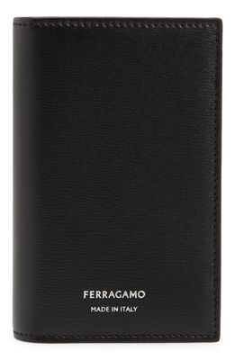 FERRAGAMO Classic Leather Passport Wallet in Nero