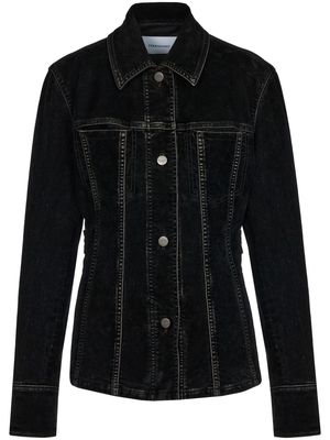 Ferragamo contrast-stitching velvet buttoned jacket - Black