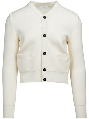 Ferragamo contrast-stitching virgin wool cardigan - White