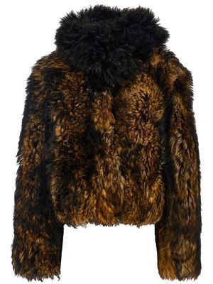 Ferragamo contrasting-collar shearling jacket - Brown