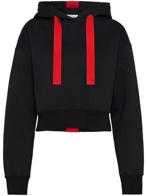 Ferragamo contrasting-detail drawstring cropped hoodie - Black