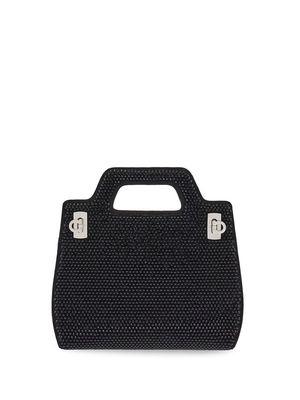 Ferragamo crystal-embellished top-handle mini bag - Black