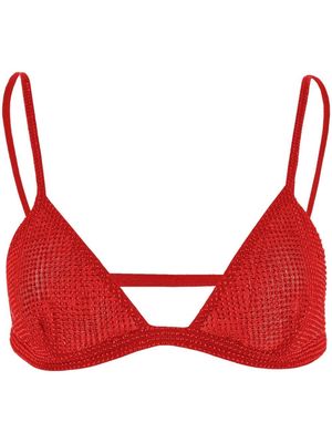 Ferragamo crystal-embellishment silk bra - Red