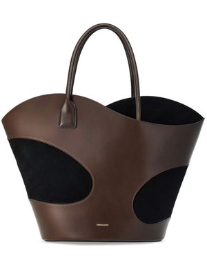 Ferragamo cut out-detail leather tote bag - Brown