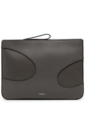 Ferragamo cut-out leather laptop bag - Grey