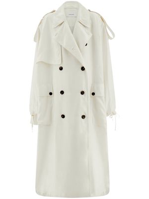 Ferragamo double-breasted silk trench coat - White