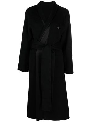 Ferragamo double-breasted wool robe coat - Black