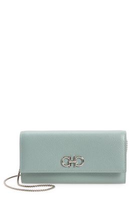 FERRAGAMO Double Gancio Leather Wallet on a Chain in Lucky Charm