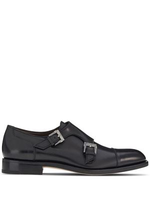 Ferragamo double-strap leather monk shoes - Black