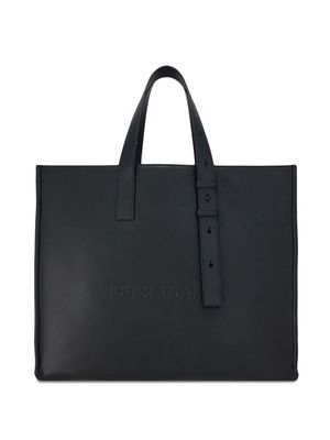 Ferragamo East-West logo-debossed leather tote bag - Black