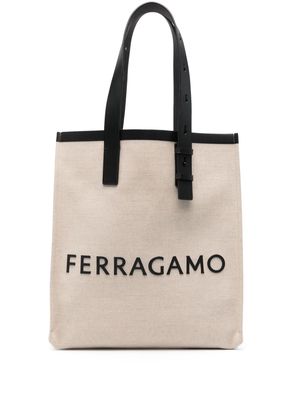 Ferragamo embossed-logo tote bag - Neutrals