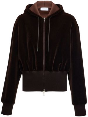 Ferragamo embroidered-logo velvet jacket - Brown
