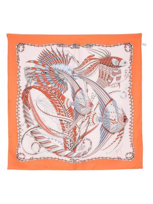 Ferragamo Fish-print silk scarf - Orange