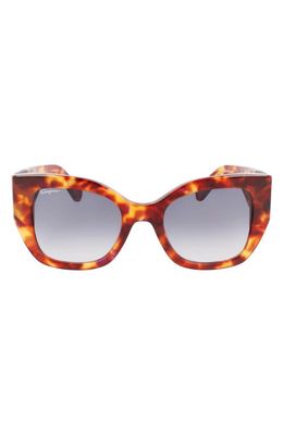 FERRAGAMO Gancini 51mm Gradient Modified Rectangular Sunglasses in Red Tortoise