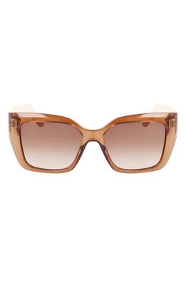 FERRAGAMO Gancini 55mm Gradient Rectangular Sunglasses in Transparent Brown