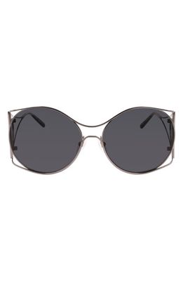 FERRAGAMO Gancini 62mm Oval Sunglasses in Dark Ruthenium
