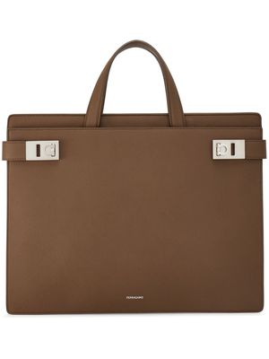 Ferragamo Gancini-buckle leather briefcase - Neutrals