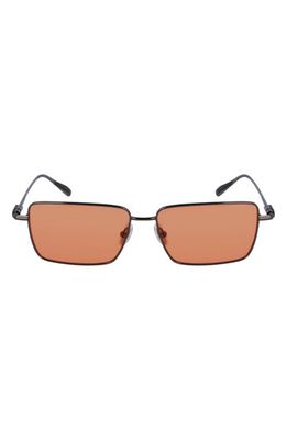 FERRAGAMO Gancini Evolution 57mm Rectangular Sunglasses in Dark Gun/Orange