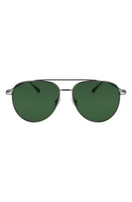 FERRAGAMO Gancini Evolution 61mm Aviator Sunglasses in Light Ruthenium/Green