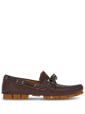 Ferragamo Gancini leather boat shoes - Brown