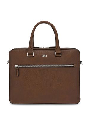 Ferragamo Gancini leather briefcase bag - Brown