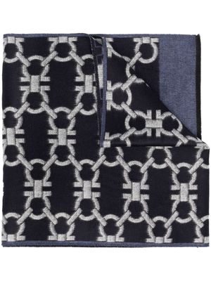 Ferragamo Gancini-pattern knitted scarf - Blue