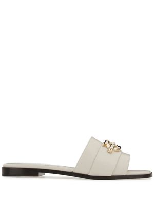 Ferragamo Gancini-plaque leather slides - White