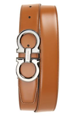 FERRAGAMO Gancini Reversible Leather Belt in New Vicuna Nero