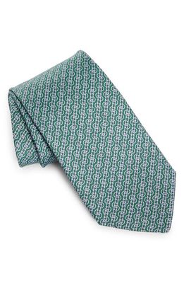 FERRAGAMO Gancini Silk Tie in Verde