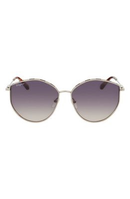 FERRAGAMO Gancini Tea Cup 59mm Gradient Round Sunglasses in Rose Gold/Peach