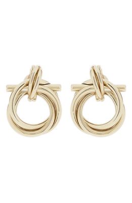 FERRAGAMO Gancio Twist Stud Earrings in Oro Giove
