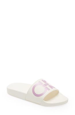 FERRAGAMO Groovy 6 Sport Slide Sandal in White/Marshmallow