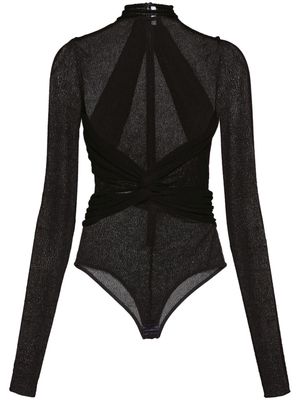 Ferragamo high-neck semi-sheer bodysuit - Black