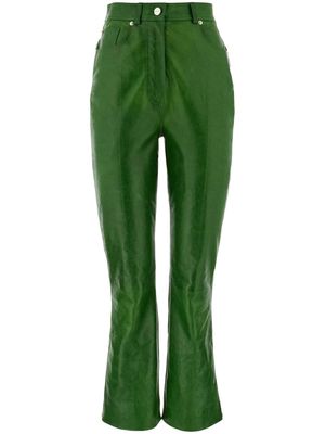 Ferragamo high-waisted flared leather trousers - Green