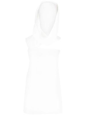Ferragamo hooded one-shoulder mini dress - White