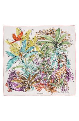 FERRAGAMO Jungle Print Square Silk Scarf in Mascarpone/Multicolor