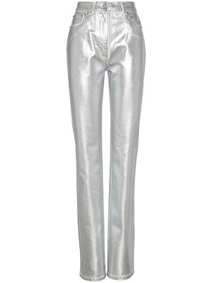 Ferragamo laminated-finish straight-leg trousers - Silver