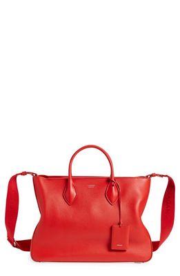 FERRAGAMO Large Leather Tote Bag in Flame Red