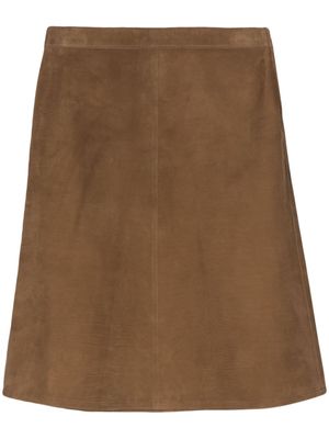 Ferragamo leather midi skirt - Brown