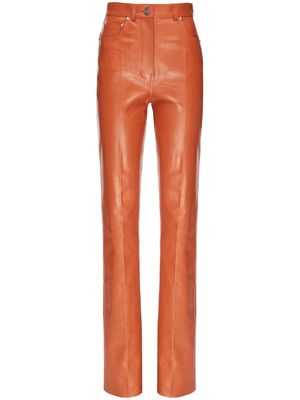 Ferragamo logo-appliqué leather straight-leg trousers - Brown